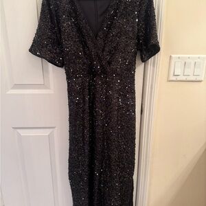 SHEIN Sparkling Black Midi Dress